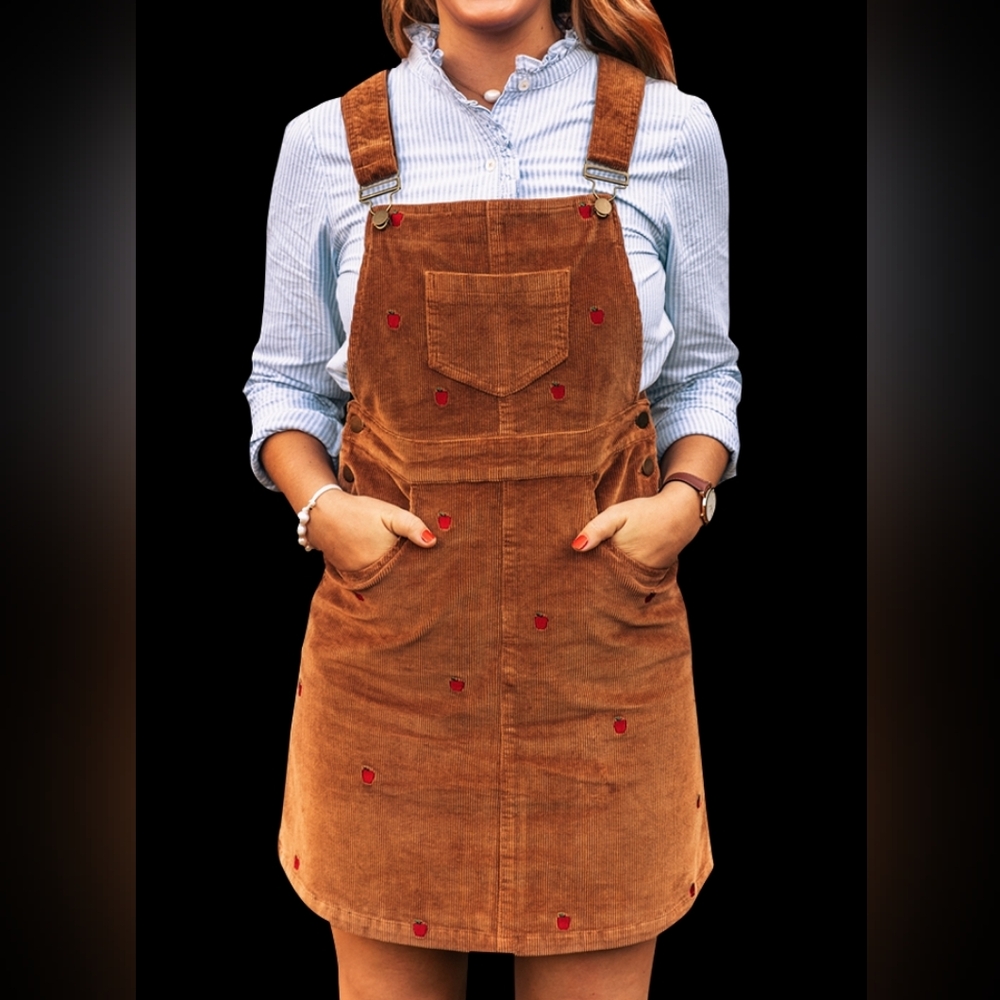 NWT Kiel James Patrick Apple Corduroy Overall Dress - M